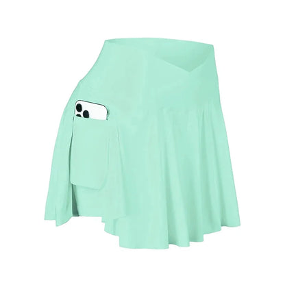 Women’s High Waist Tennis Skirt with Pockets – 2-in-1 Athletic Golf Skorts for Running, Workout & Streetwear