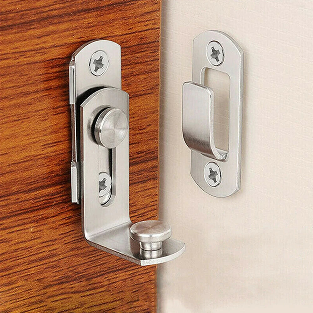 Stainless Steel 90 Degree Door Lock Guard Latch Bolt - Toggle Latch for Sliding Barn Doors, Wine Cabinets, and Closets - Right Angle Lock