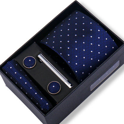 Men’s Green Tie Gift Box Set - Premium Business Necktie with Hanky, Cufflinks & Tie Clip for Wedding Formal Wear