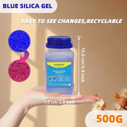 500g Color-Changing Silica Gel Packs — Reusable 3D Printer Desiccant Moisture Absorber for Christmas & Humidity Control