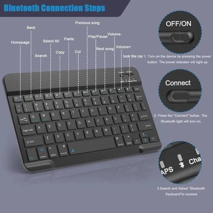 Bluetooth Keyboard for iPad & Tablets – Compatible with iPad 7–10th Gen, iPad Pro/Air/Mini, Samsung & Xiaomi