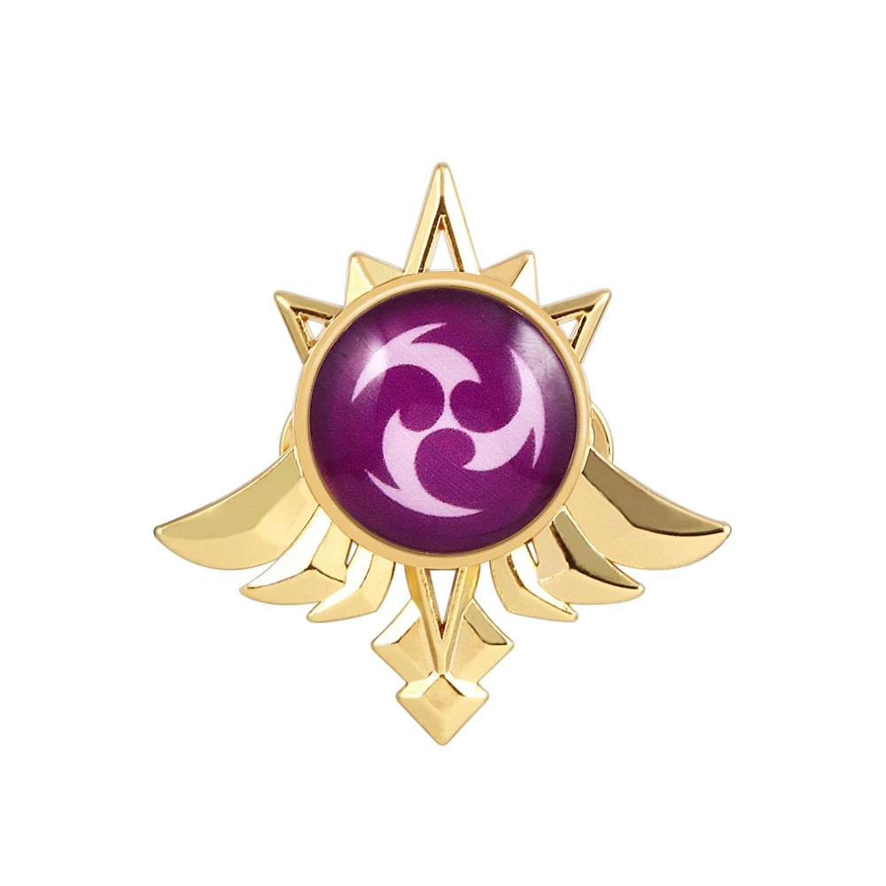 Genshin Impact Metal Brooch Pins - Primogem Xiao Vision Element Badge Cosplay Collectible Jewelry
