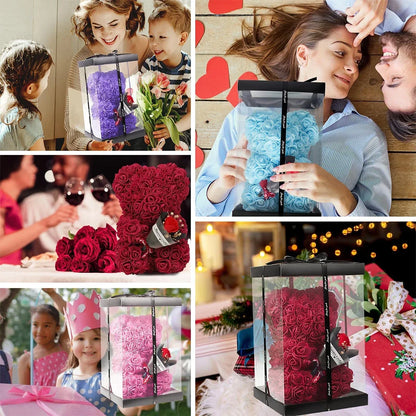 25cm Eternal Rose Teddy Bear – Artificial Flower Gift for Mom, Mother’s Day, Birthday, Valentine’s & Anniversary