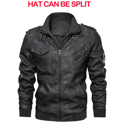 KB Men’s Leather Motorcycle Jacket – Casual PU Biker Coat, Autumn Outerwear, EU Size SA722