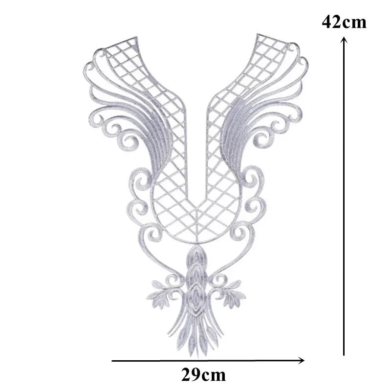 Silver Baroque Sequin Flower Applique – Embroidered Iron-On Patch for Wedding & DIY Crafts