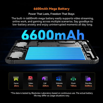 Blackview Active 5 Rugged Tablet - 8.68" 6GB 128GB 4G Android 15 Tablet with 13MP Camera, 6000mAh Battery & NFC