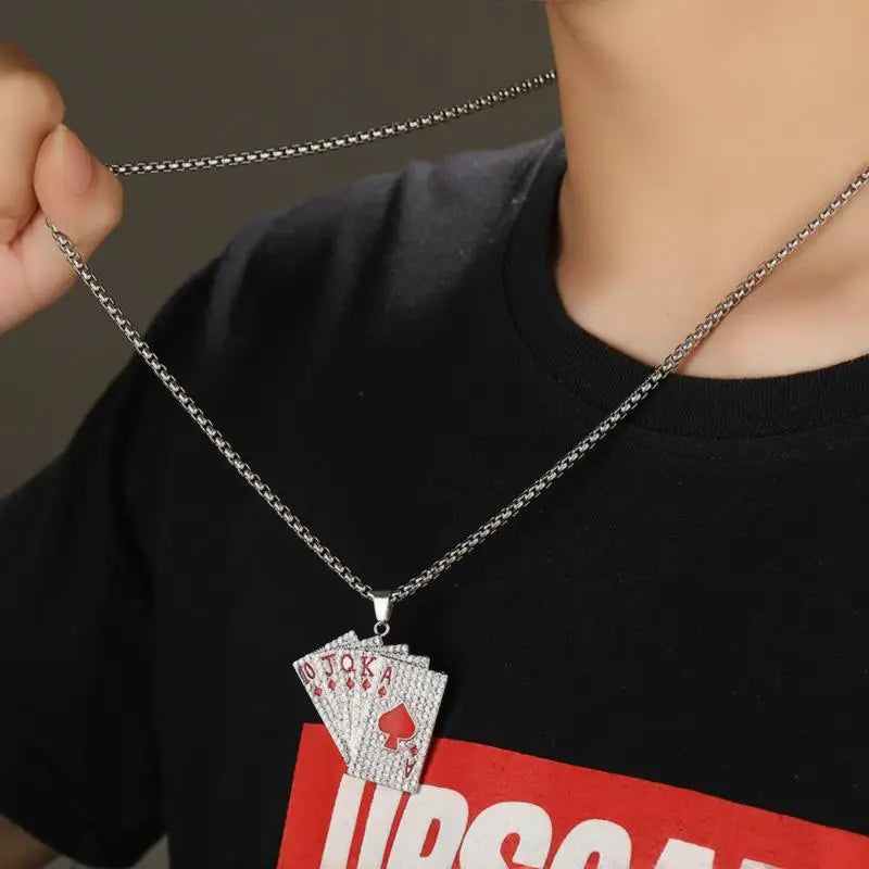 Ace of Spades Playing Card Necklace – Trendy Pendant Chain for Men & Women