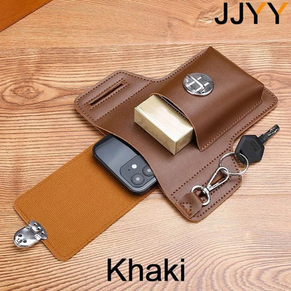 Men’s Leather Vintage Waist Bag – Phone Holster Pouch for Travel, Hiking & Outdoor Use