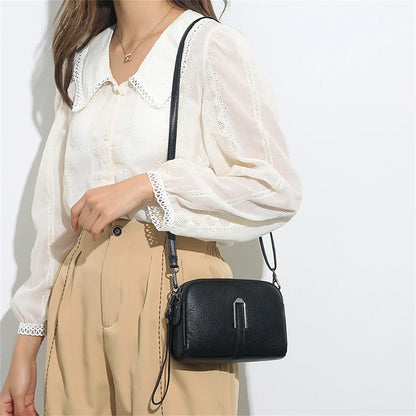 Luxury Genuine Leather Women's Crossbody Bag – Solid Color Shoulder Bag, Clutch & Messenger Purse