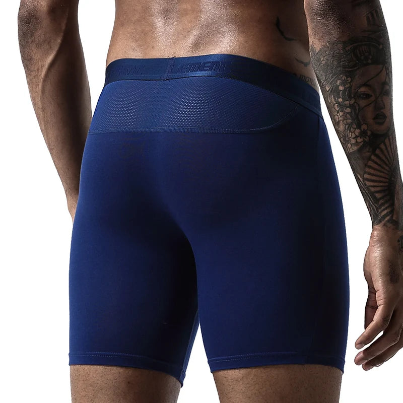 Men’s Sports Compression Boxer Briefs – Anti-Chafing Long Leg Modal Underwear, Quick-Dry Running & Fitness Performance Shorts