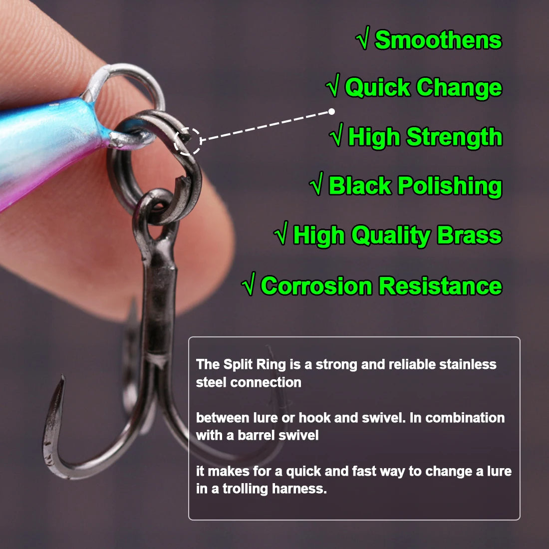 9KM 30PCS Fishing Split Rings - Stainless Steel Black Lure Connectors for Saltwater Terminal Tackle Accessories
