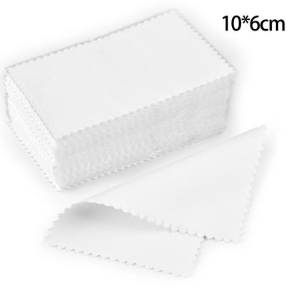 50pcs Silver Polishing Cloths – Soft Cleaning Wipes for Necklaces, Rings & Jewelry Care (10x6.5cm & 8x8cm)