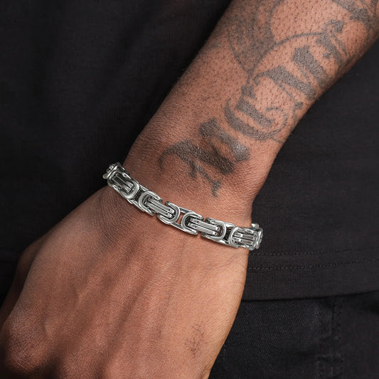Men's Stainless Steel Byzantine Chain Bracelet – 4/5/6/8MM Link Wristband for Boys, Perfect Gifts for Him