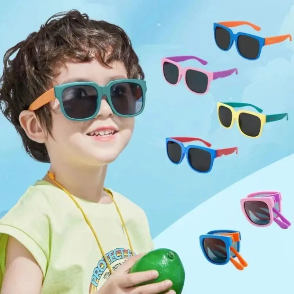 Square Frame Kids Sunglasses – UV400 Foldable Outdoor Eyewear for Toddler Boys & Girls
