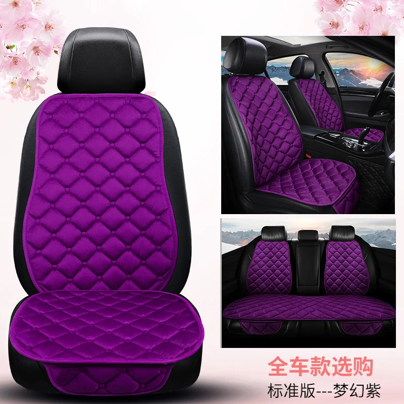 Thick Plush Car Seat Cushion Set - Warm Anti-Slip Three-Piece Winter Seat Covers