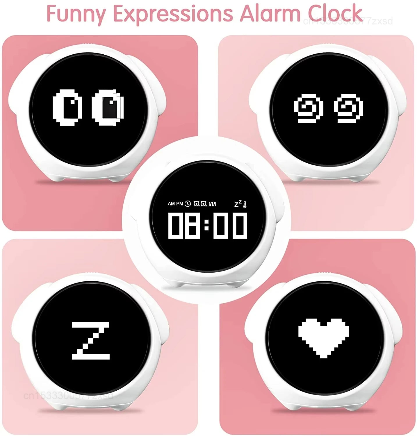 Cute Cartoon Digital Alarm Clock for Kids – Emotion Table Clock with Light for Bedroom & Desktop