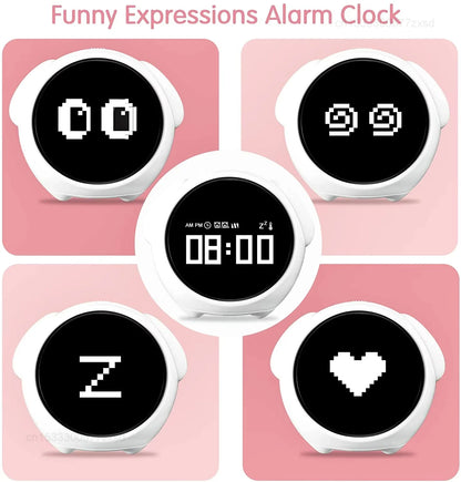 Cute Cartoon Digital Alarm Clock for Kids – Emotion Table Clock with Light for Bedroom & Desktop