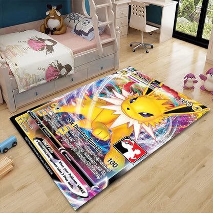Pikachu Anime Area Rug - Non-Slip Pokemon Inspired Carpet for Living Room Kids Bedroom Home Decor