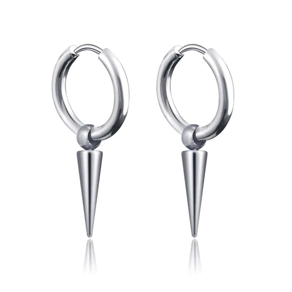 Long Hanging Cross & Leaf Hoop Earrings – Vintage Stainless Steel Hip Hop Unisex Jewelry Accessories