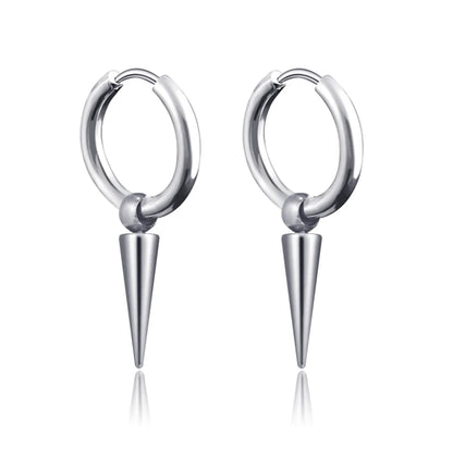 Long Hanging Cross & Leaf Hoop Earrings – Vintage Stainless Steel Hip Hop Unisex Jewelry Accessories