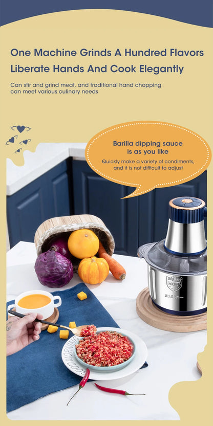 5L Electric Meat Grinder – 304 Stainless Steel Food Crusher & Multifunctional Vegetable Chopper for Baby Food