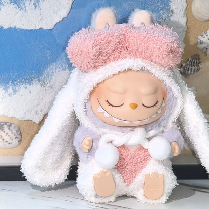 Labubu 17cm Doll Clothes — Long Eared Furry Rabbit Costume DIY Outfit