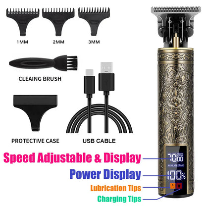 Vintage T9 Professional Electric Hair Clipper & Beard Trimmer – USB Rechargeable Portable Grooming Shaver for Men’s Hair Care & Styling Tool