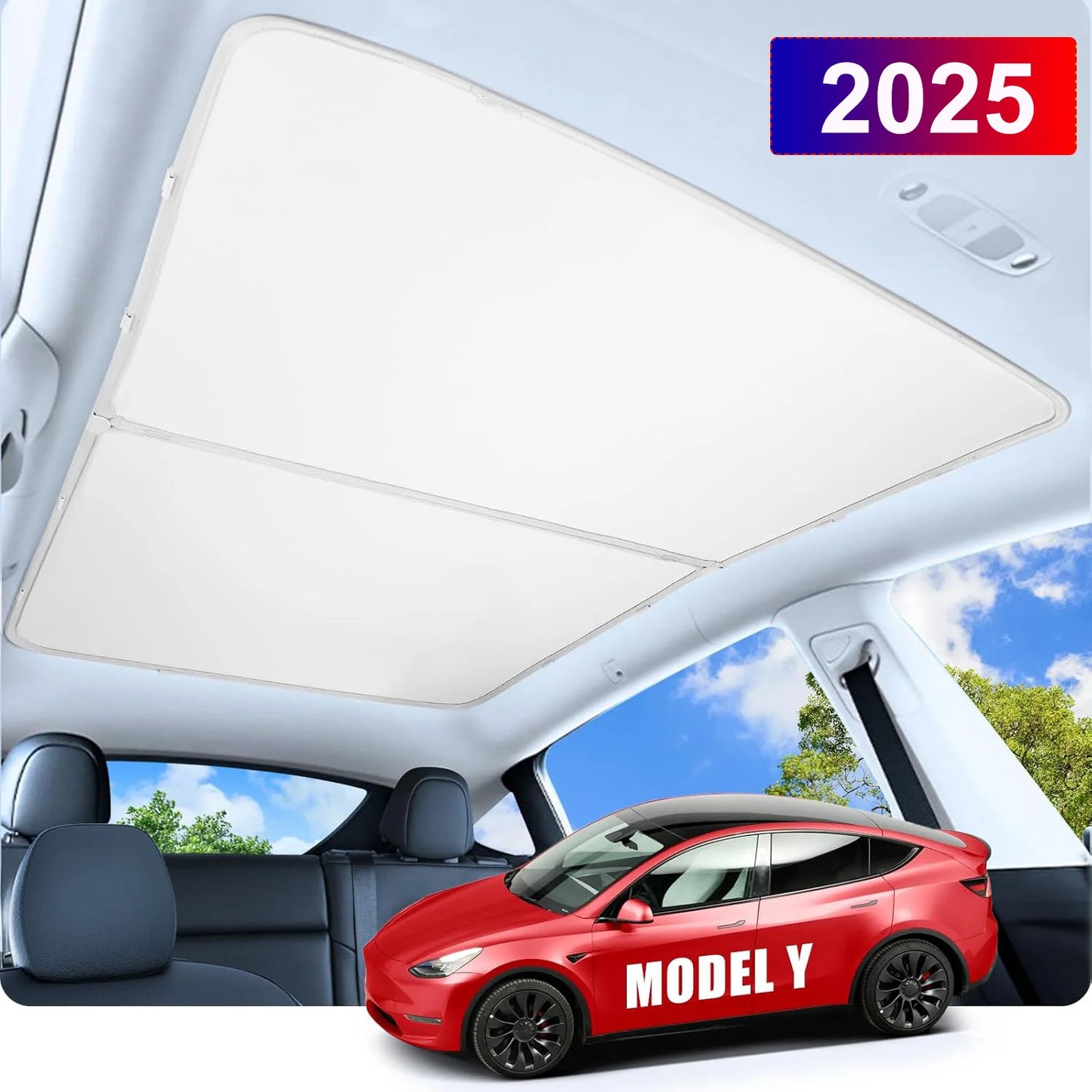 Tesla Model Y Juniper 2025–2026 Sunshade Set – Front, Rear & Side Window Sun Shades, Windshield UV Protection, Outdoor Camping Car Accessories