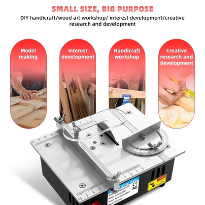 96W Mini Bench Saw — Adjustable Multifunctional Table Saw for DIY Woodworking