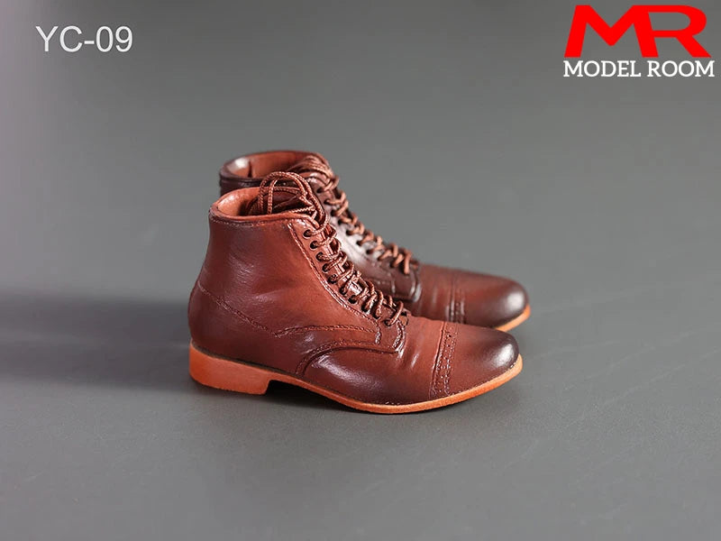 1/6 Scale Male Lace-Up Rubber Boots — Solid Soldier Shoes for 12'' Action Figures with Detachable Feet Dolls