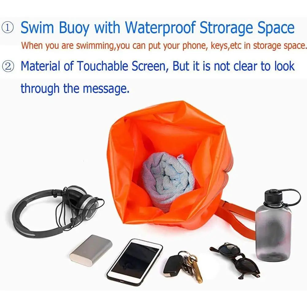 Inflatable Swimming Buoy Tow Float – Double Air Bag with Waist Belt, Dry Bag for Water Sports & Swimming Storage