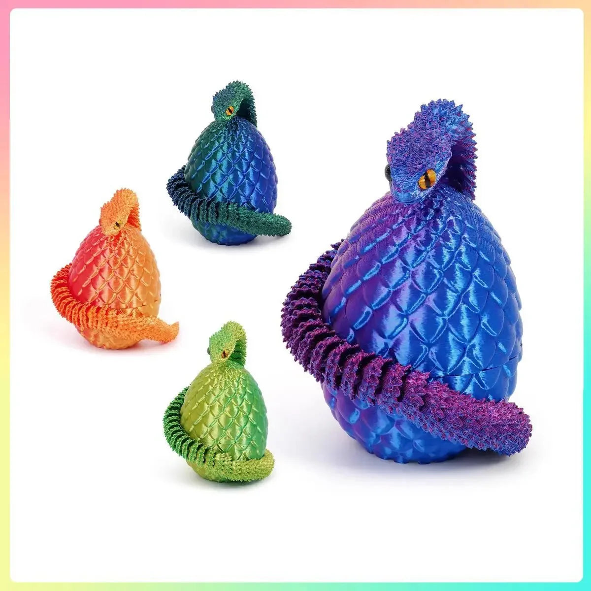 3D Printed Snake Egg Action Figure – Creative Stress Relief Rotatable Desktop Ornament & Anime-Inspired Toy Gift
