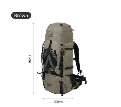 Naturehike 70L Camping Backpack — Large Capacity Ergonomic Hiking & Trekking Bag for Men with Rain Cover