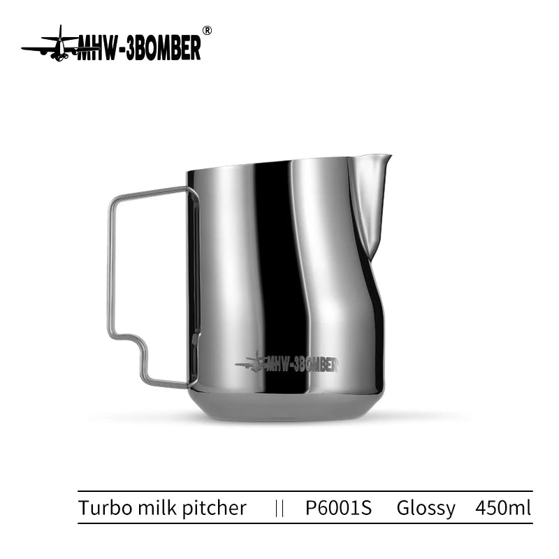 MHW-3BOMBER Turbo Milk Frothing Pitcher – 350ml/450ml Steaming Jug for Professional Foam, Home Barista & Kitchen Use