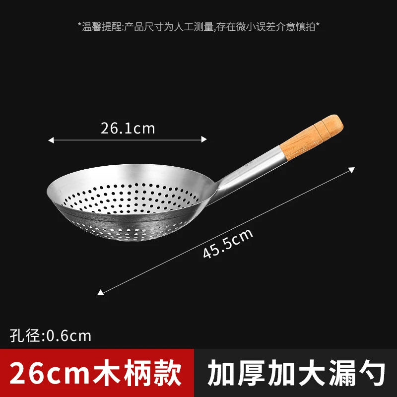 Thickened 304 Stainless Steel Colander with Long Handle – Large Kitchen Sieve for Oil, Flour, Noodles & Dumplings