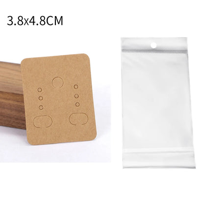 50 Sets Earring & Necklace Display Cards with Self-Seal Kraft Paper Bags – DIY Jewelry Packaging
