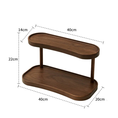 2-Tier Bamboo Makeup & Cup Organizer – Wooden Vanity Rack for Coffee Mugs, Counter & Kitchen Storage