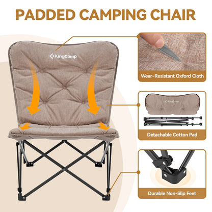 KingCamp Portable Foldable Butterfly Chair – Comfortable Upholstered Seat for Camping, Dorm & Outdoor, 300 lbs