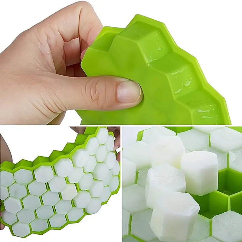 Honeycomb 37-Lattice Cube Tray Maker with Lid - DIY Ice Mold for Refreshing Beverages