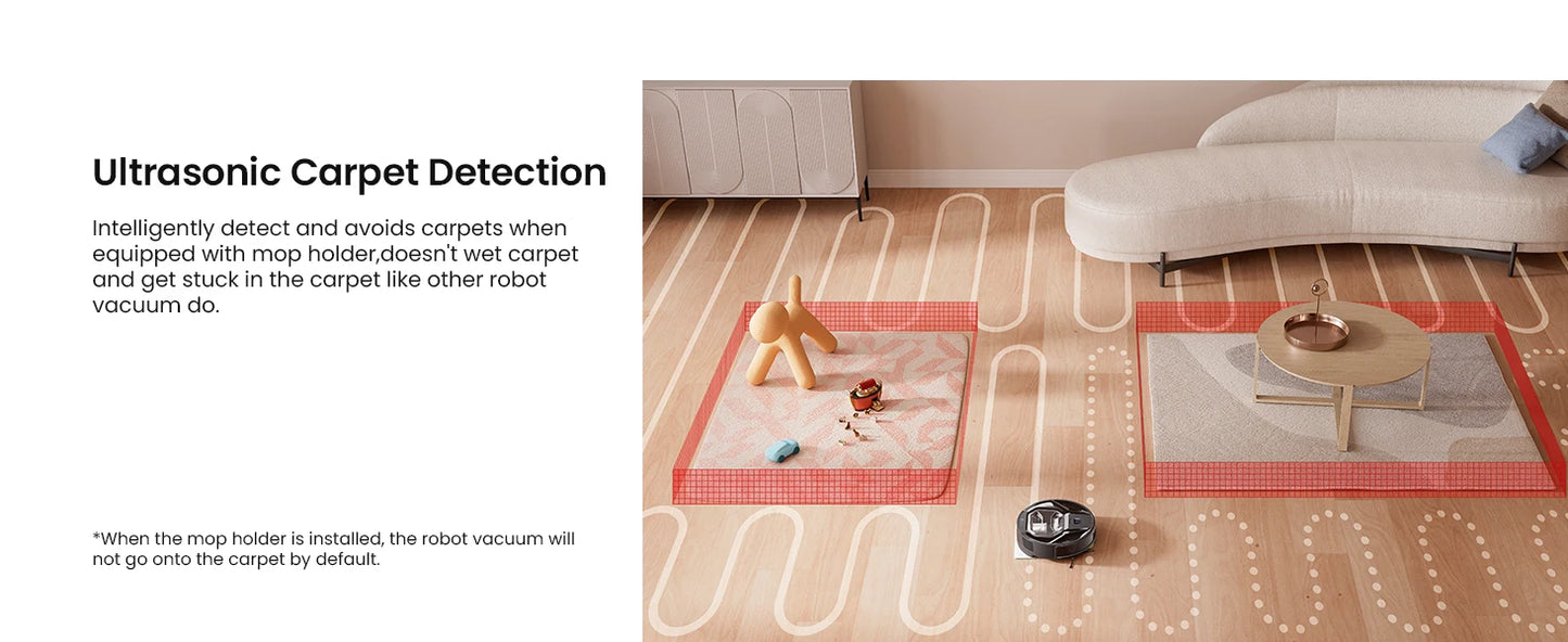 Lefant M320 Robot Vacuum Cleaner with Mop – 6000Pa Suction, 210 Min Runtime, 800ML Dustbin, Carpet Detection