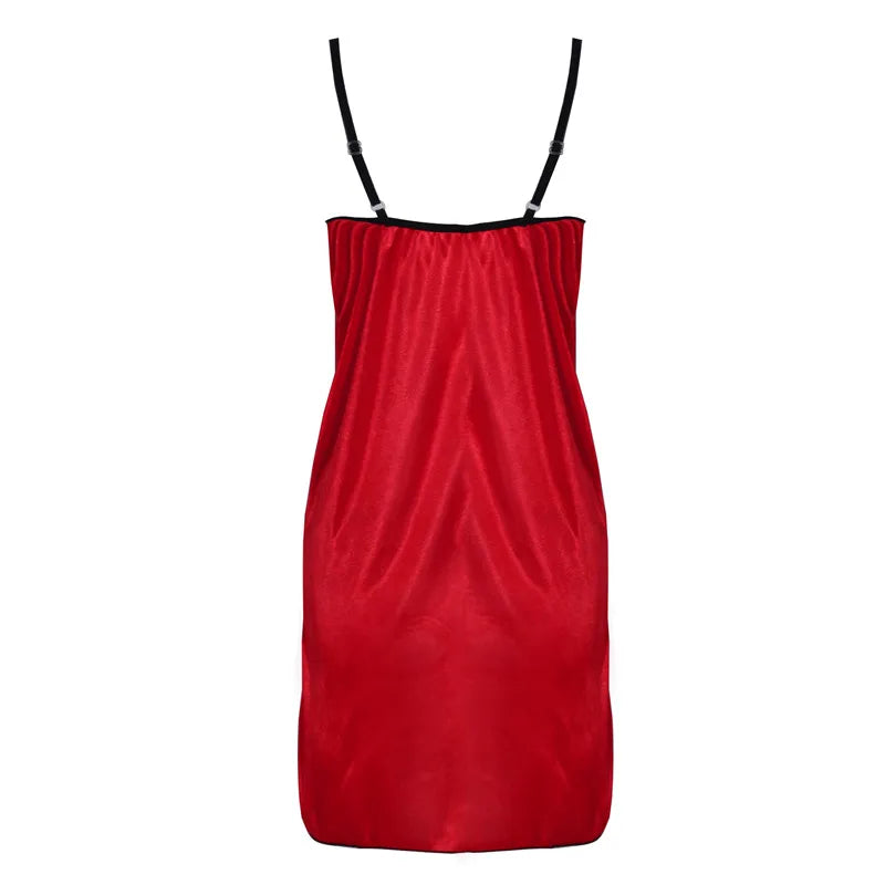 Women's Sexy Lace Sling Nightdress - V-Neck Sleepwear with Lace-Up Cutout Flower Design, Silky Comfortable Nightwear