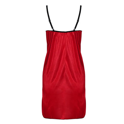 Women's Sexy Lace Sling Nightdress - V-Neck Sleepwear with Lace-Up Cutout Flower Design, Silky Comfortable Nightwear