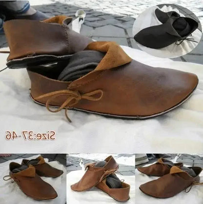 Men’s Medieval Viking PU Leather Boots - Victorian Renaissance Ankle Shoes for Cosplay & Halloween