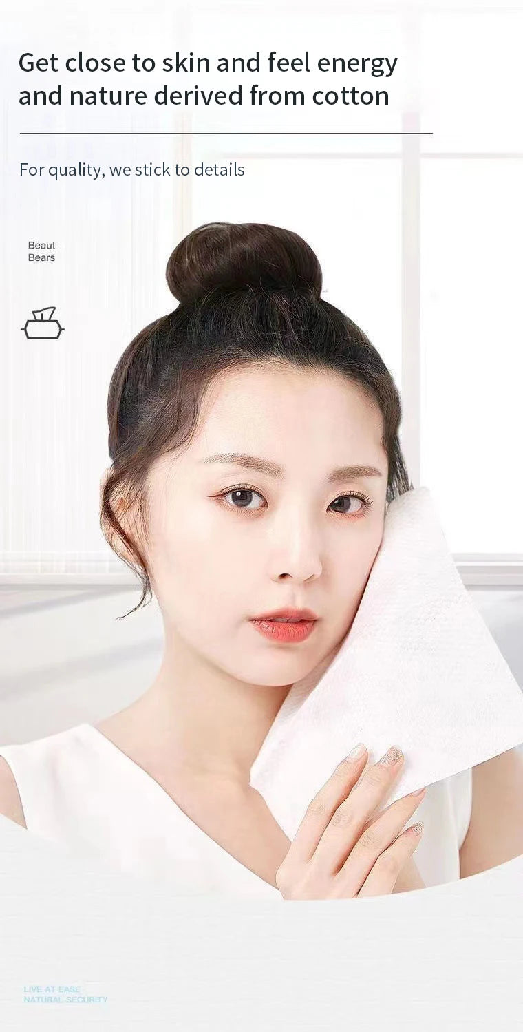Extra Thick Disposable Facial Towels - Gentle & Absorbent Cotton Makeup Remover Wipes