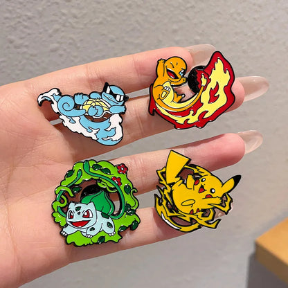 12-Piece Anime Enamel Pin Set - Cute Cartoon Animal Brooches for Backpacks & Gifts