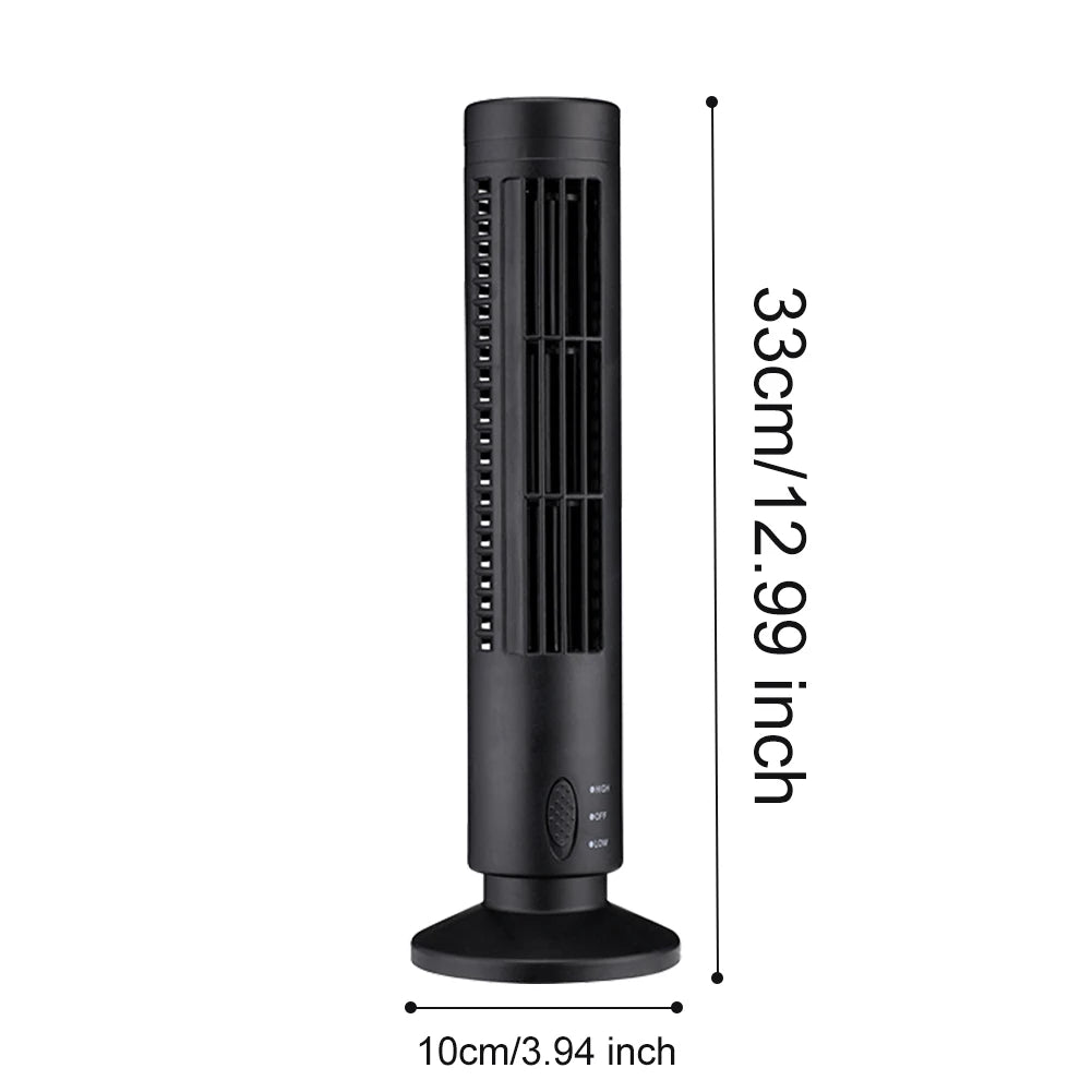 LED Bladeless Tower Fan - Quiet 90° Oscillating USB Portable Desk Fan with Light for Home, Bedroom & Office