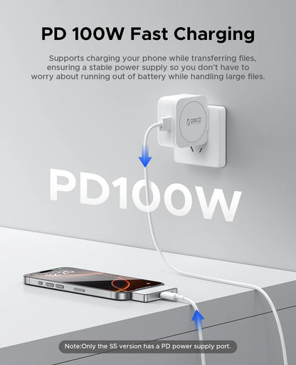 ORICO FlashPod 256GB Mini Portable SSD – ProRes Direct Plug, PD 100W Fast Charging for iPhone 16/15, Mac, PC & Dashcam Storage