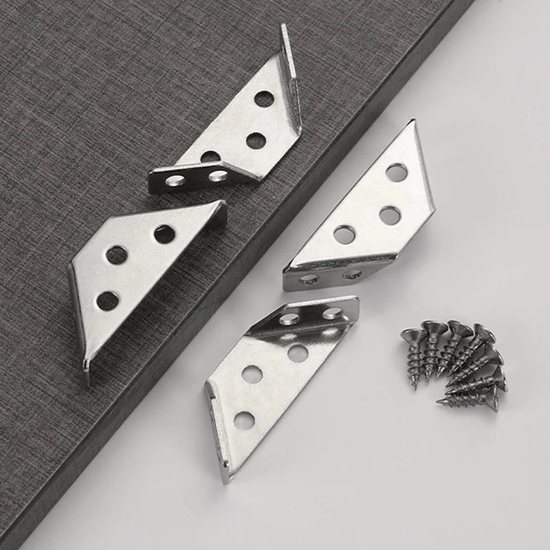 Universal Stainless Steel Corner Braces: Heavy-Duty Angle Shelf Brackets with Screws - Ideal Furniture Corner Connectors (5/10pcs)