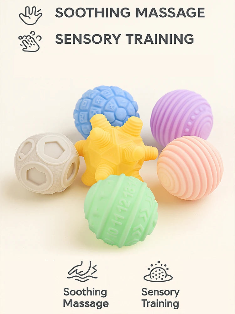6Pcs Baby Sensory Balls - Montessori Teething & Early Learning Massage Water Toy Set