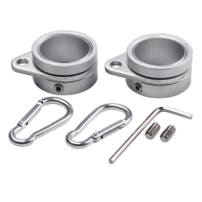 2-Piece Aluminum Flagpole Rings with Carabiners - 360° Rotating Anti-Wrap Mounting Clips for 0.75–1 Inch Flag Poles